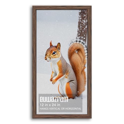 Rustic Walnut 12x24 Frame - Single Frame, 12 x 24 Poster Frame for Artwork, Puzzles, Photos and Movie Posters Picture Frames - size: 12" x 24"