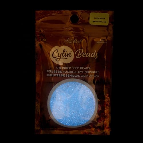 John Bead 25g Cylin Beads White to Sky Glow in Dark AB 11/0 Glass Cylindrical Seed Beads for Jewelry Bracelets Necklaces Earrings Making Embroidery - color: White to Sky Glow in Dark AB