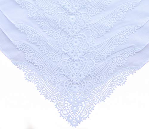 6 Pack of Ladies Embroidery Cotton Handkerchiefs Lace Wedding Hankies - color: Zw-l01 Aixin