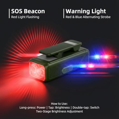 200-Lumen EDC Flashlight Rechargeable Clip-On Light with 90° Rotatable Head