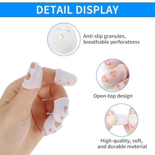 50 Pcs Guitar Silicone Finger Protector,Fingertip Protection Covers Caps in 5 Sizes for Beginner Playing Ukulele Electric Guitar and 10 Guitar Picks - color: White 50 pcs + 10 Guitar Picks