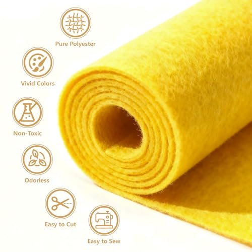 Yellow Stiff Felt Sheet 36'' X 36'', 1mm Large Felt Fabric Sheet for Crafts - color: Yellow