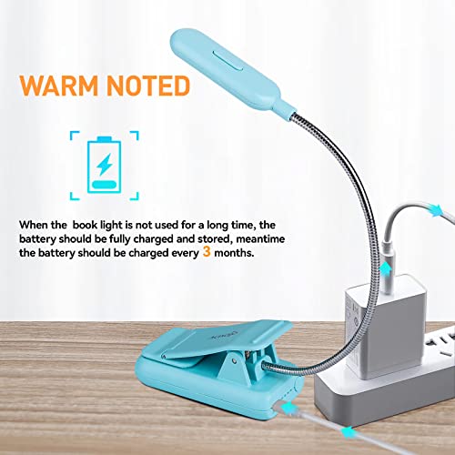 VAVOFO Rechargeable Book Light, Blue Light Blocking, Amber 1600K Clip On Reading Light, Eye Care 7 LEDs Kids Book Light for Reading in Bed with Power Indicator for Bookworms (Mint Blue) - size: 1-Pack Mint Blue