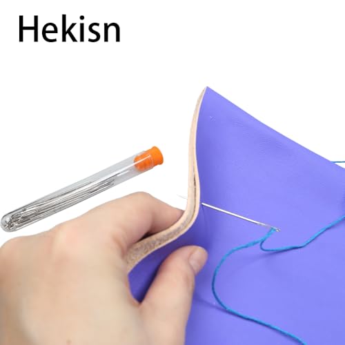 Hekisn Large Eye Sewing Needles, Sewing Needles, Stainless Steel Embroidery Thread Needle, Handmade Yarn Knitting Needles Leather Needle (21 Pieces) - size: 21 Pieces