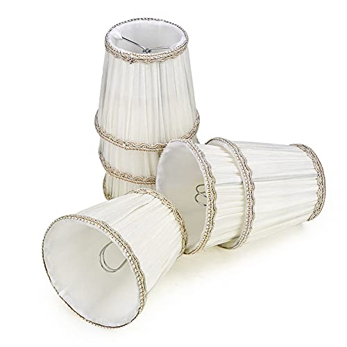 Fuloon Small Lamp Shades Clip on Bulb, Modern European Style Mini Lamp Shades for Chandelier, French Country White Chandelier Lampshades, 3.5x4.3x4.9 in, 6 Pack (Chiffon White) - color: Chiffon White, size: 6 Pack