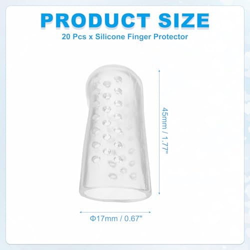PATIKIL Gel Finger Cots 1.8"x0.94", 20 Pcs Silicone Finger Protector Support with Air Hole Breathable Finger Sleeve Cushions Thumb Protector Covers Fingertip Caps Gloves, Clear - color: Clear, size: 1 Count (Pack of 20)