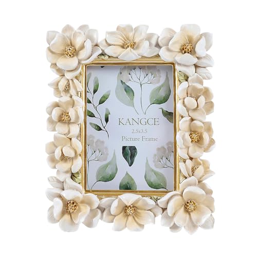 Vintage Picture Frames 2.5x3.5 Antique White and Gold Ornate Flower Picture Frame for Tabletop and Wall Mount Decorative Gallery Wall Decor Rustic Home Decor （2.5x3.5 inch） - size: 2.5x3.5