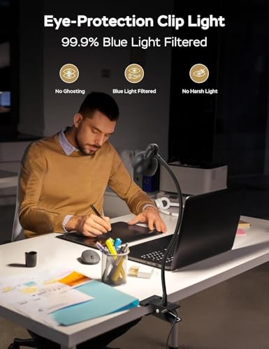 Clip on Light Reading Light for Bed 3 Color Modes Black - color: Black