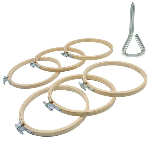 OSVJE 6 Pack Embroidery Hoop, 5 Inch, Small Bamboo Circle Cross Stitch - style: 5"