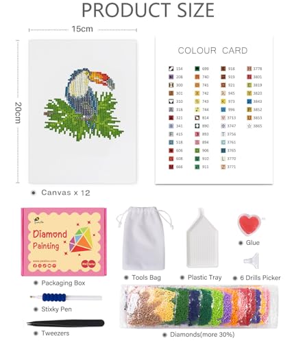 PeakLuv Small Diamond Art Kits Birds Mini Diamond Painting Kits for Adults - color: Birds