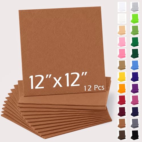 12" x 12" Felt Sheets for Crafts, 2mm Stiff Felt Fabric (12 Pcs), Chocolate - color: Chocolate