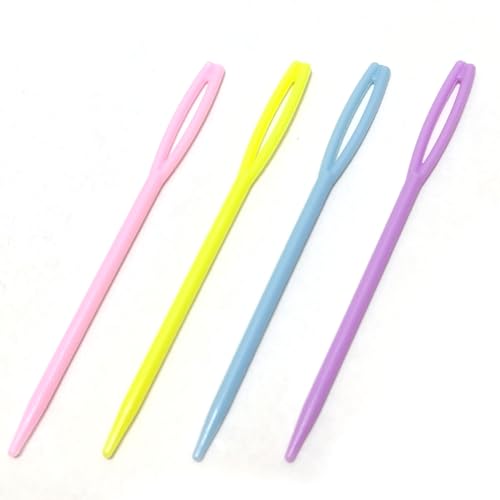 52Pcs 2.7 "Large Eye Plastic Sewing Needles,Learning Needles,Yarn Needles Darning Needle Tapestry Needles,Safety Plastic Lacing Needles for DIY Sewing Handmade Crafts,4 Colors