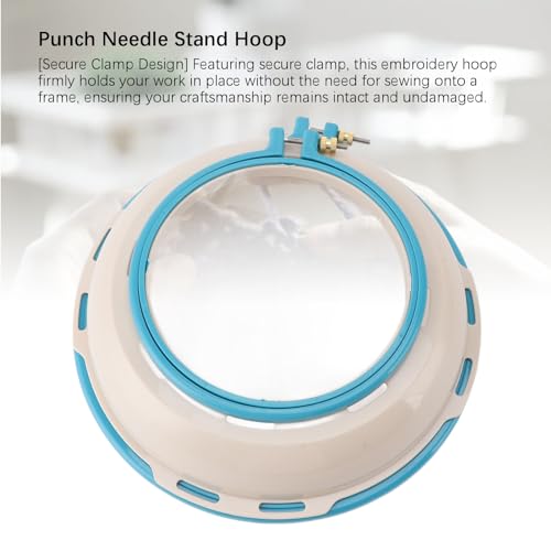 Double Sided Punch Needle Stand Hoop Frame, Embroidery Stand Hoop for Cross Stitch Quilting 16.5cm 25cm (Blue) - style: Blue