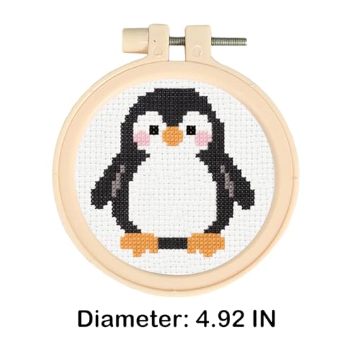 57lilina Cross Stitch Kits for Kids, 6 Set Easy Beginner Embroidery Pattern - color: Dog+Fish+Bee+Frog+Rabbit+Penguin