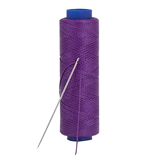 Waxed Thread, Strong Thread for Leather, Upholstery, Shoe, Bag, incl. Needle (Colour: Black) - color: Dark Purple