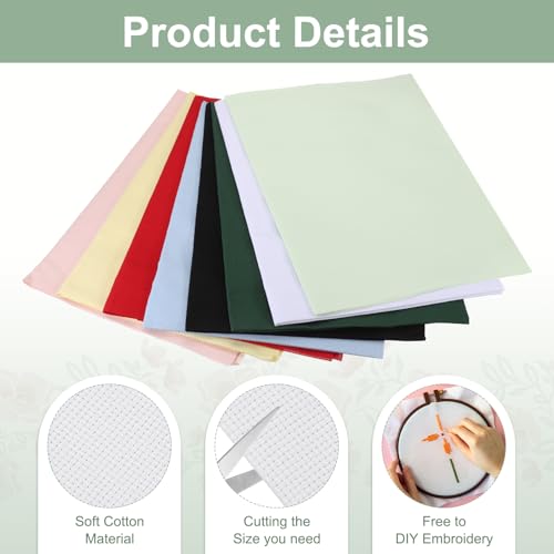 PATIKIL 14 Count Cross Stitch Cloth 19"x28", Embroidery Cotton Fabric DIY Cross Stitch for Handmade Needlework Art Crafts Machine Embroidery, Light Grey - color: Light Grey, size: 19"x28"