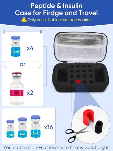 Peptide Case for Fridge, 3ml Vial Case Black - color: 2×30ml+16×3ml（black）