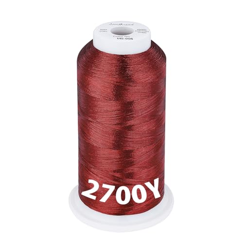 Simthread 2700 Yards Metallic Embroidery Machine Thread - Christmas Red MS-005, 40wt High-Sheen King Spool, Smooth Running & Break Resistant for Commercial & Home Embroidery Machines - color: Christmas Red MS-005