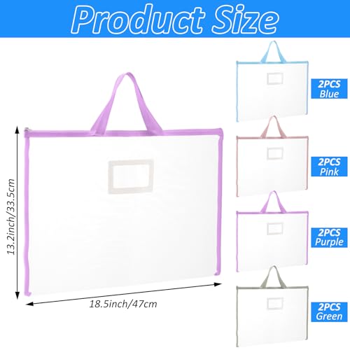 8 Pcs Sew Project Bags 18 x 13 Inch Quilting Craft Organizer Storage Bags with Handle and Pocket Large Sew Quilting Mesh for Quilters Knitting Stitching Crafter