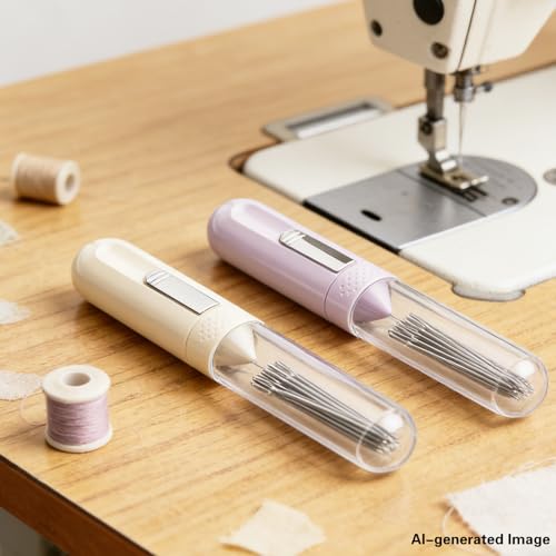 Magnetic Needle Case(Set of 2)–Portable Sewing Kit with Magnetic Needle Holder,Threader,Seam Ripper,Sewing Needles&Thimble|Compact Lipstick-Sized Design Sewing Notions