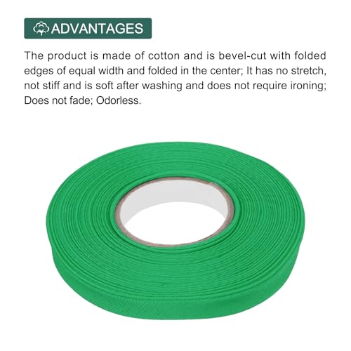 MECCANIXITY 1/2 Inch Double Fold Bias Tape Polyester Continuous Bulk Bias Tape for Sewing, Seaming Quilting Hemming Binding Crafts (Green 6 Yards) - color: Green, size: 1/2 Inch x 6 Yards