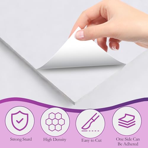 4Pack 24"x36" Self Adhesive Poster Board, 0.23 Inch Thick Foam Core Board with Self-Adhesive, Free Mounting Poster Boards, Large White Display Boards for Crafts, Art, Display