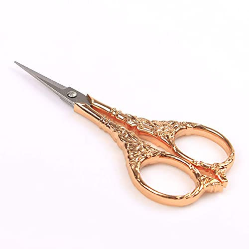 BIHRTC Vintage European Style Scissors Stainless Steel for Cross Stitch Cutting Embroidery Sewing Handcraft Craft Art Work DIY Tool(Rose Gold) - color: Rose Gold, size: 4.5 IN
