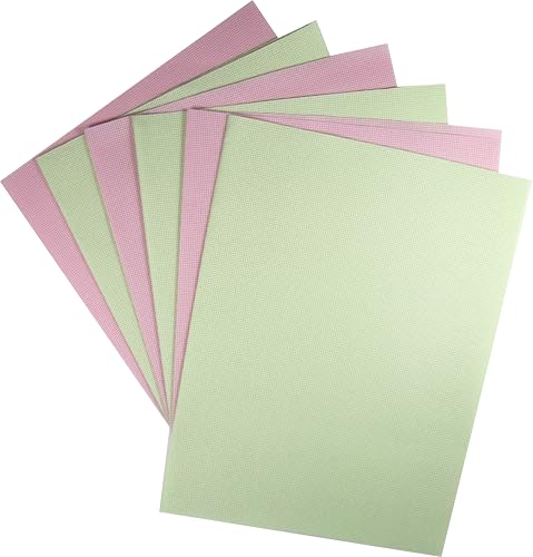KCS 4/6 pc of 12" x 18" 30cmx45cm 16CT Counted Cotton Aida Cloth Cross Stitch Fabric (Pink+Light Green, 6 pc) - color: Pink+light Green, size: 6 pc