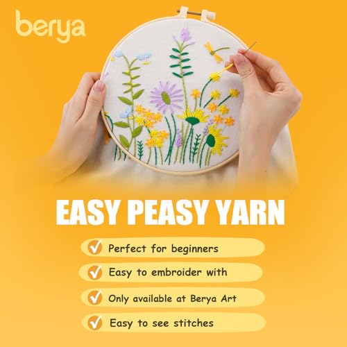 BERYA 2 Pack Canvas Tote Bag DIY Needlepoint Embroidery Kit for Beginners - color: Summer Garden& Fly song