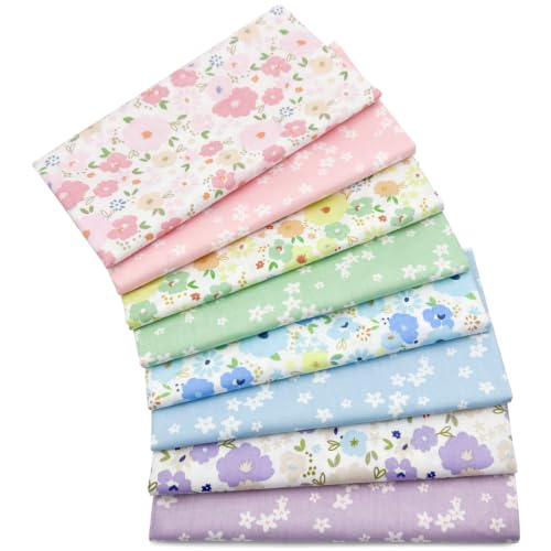 Aubliss 8pcs Fat Quarter Fabric Bundles (100% Cotton - 20'' x 20'') - color: Pastel