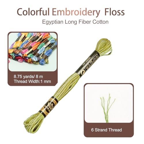 12 Skeins Embroidery Floss, Colorful Embroidery Floss 6 Strands Polyester Variegated Gradient Cross Stitch Thread for Sewing, Gradient Yellow - color: Gradient Yellow
