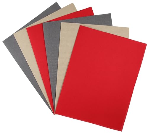 KCS 4/6 pc of 12" x 18"(30cmx45cm) 18CT Counted Cotton Aida Cloth Cross Stitch Fabric (6 pc,Red+Khaki+Dark Grey) - color: Red+khaki+dark Grey, size: 6 pc