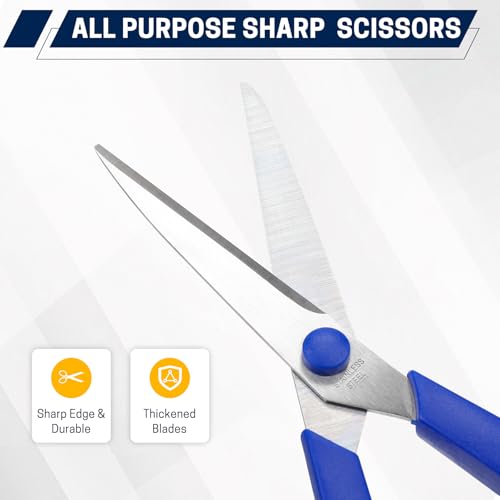 BURVAGY 10 Pack 8" Scissors All Purpose, Heavy Duty Scissors for Office - color: 10 Pack