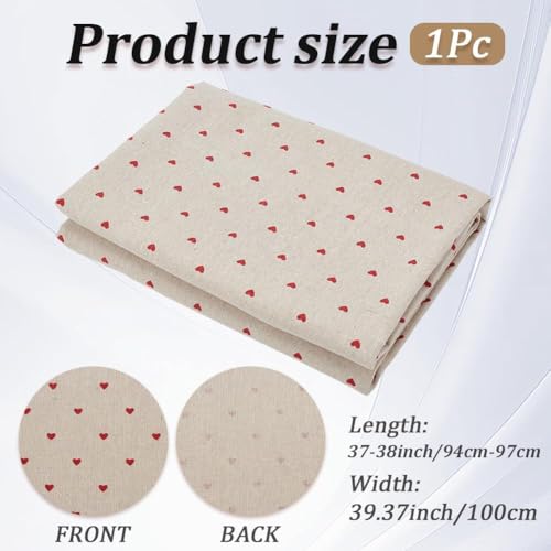 1.09 Yards 37 Inch Red Heart Linen Fabric Washable Mini Love Hearts Flaxen Upholstery Linens Quilting Cloth Fabrics for Sewing Making Clothing Tablecloth Bag Cushion DIY Craft Supply - size: 1580MM, style: Heart