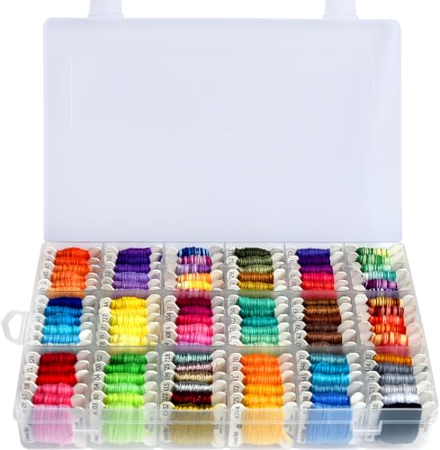 Embroidery Floss & Bracelet String Thread with Organizer Storage Box 108 Colors Cross Stitch Threads Set