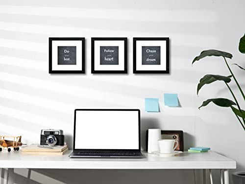 8x8 Picture Frame Set of 3 with Real Glass for Pictures 5x5 with Mat or 8x8 Without Mat, Wall Gallery or Tabletop display Photo Frames in Black - color: Black, size: 8x8(set of 3)