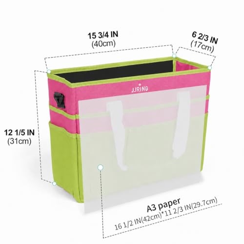 JJRING Craft Organizer Tote Bag Large Art Storage Caddy Bright Green&Red - color: Bright Green&Red, size: Large