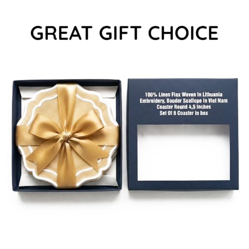 Linen Coasters for Drinks Set of 6, Butter - color: 1118 - Butter, size: 6 inches