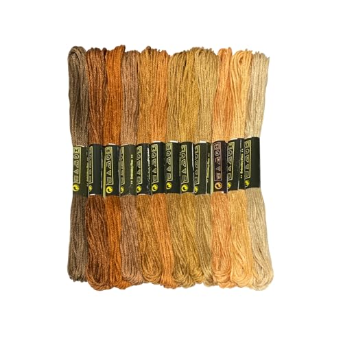 Friendship Bracelet String 12 Skeins, Embroidery Floss Cross Stitch Embroidery Thread Floss Bracelet Making Yarn, Craft Floss （Brown Series - color: Brown Series