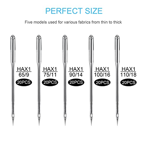 Sewing Machine Needles 100PCS HAX1 5 Sizes Compatible with Singer & Brother - style: 100 PCS