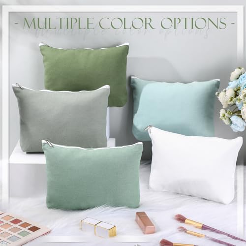 Reginary 10 Pcs Canvas Makeup Bags Bulk Blank Cosmetic Bags,Green - color: Green