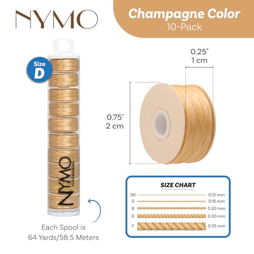 The Beadsmith Nymo Thread, Made of Nylon - size: Size D, 64 Yards, style: Champagne