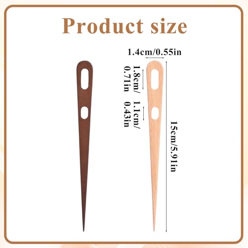 4pcs Tapestry Needles, Ymapinc Ergonomic Two-Eyed Yarn Weaving Needle, Multipurpose Nalbinding Needle for Knitting/Crochet, Walnut Wood Weaving Tools/Accessories