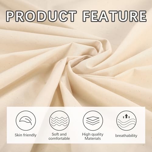 10 Yards 100% Cotton Unbleached Muslin Fabric, 63 Inch X 10Yards by The Yard, Medium & Light Weight Draping Fabrics Suitable for Sewing, Embroidery, Garments, Apparel Cloth and Crafts Material-Natural - color: Unbleached