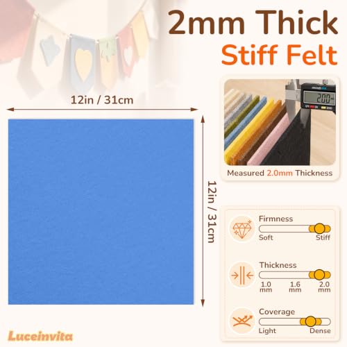 2mm Stiff Felt Sheets 12" X 12" (10 Pack, Clear Blue) - color: Clear Blue