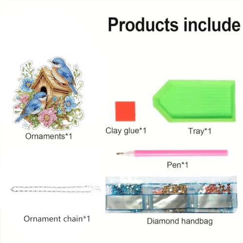 STGLCR Birdhouse DIY Hanging Diamond Art Kits for Adults Flower, Bird Diamond Painting Kits, Special Shaped Rhinestone, Acrylic 5D Gem Art Craft Window Pendants Home Garden Wall Hanging Ornament Kits - color: Birdhouse