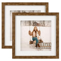 TOFOREVO 11x11 Picture Frames with 8x8 Mat Set of 2, Rustic Brown - color: Rustic Wood, size: 11x11