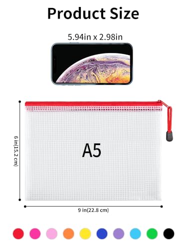 JARLINK A5 Mesh Zipper Pouches, 6x9inch Pencil Pouches for School, 20 Pack - size: A5-20pcs-Assorted
