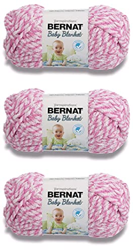 Bernat Baby Blanket Pink Twist Yarn - 3 Pack of 100g/3.5oz - Polyester - 6 Super Bulky - Knitting/Crochet - color: Blanket Pink, size: 3 Pack, style: Baby Blanket