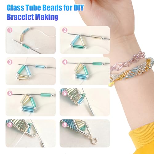 Ybxjges 4800Pcs 7mm Tube Beads Kit with 28 Colors Glass Bugle Seed Beads Small Craft Beads for DIY Bracelet Necklaces Jewelry Making
